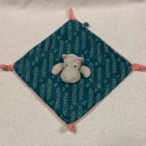 Mary Meyer Plush Hippo security Lovey - Teal & Pink